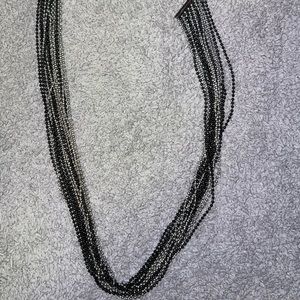 Black and Silver Metal MultiStrand Fashion Necklace